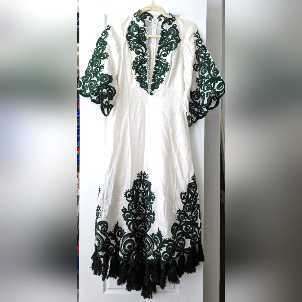 Zimmermann Anneke tassel-trimmed embroidered linen dress